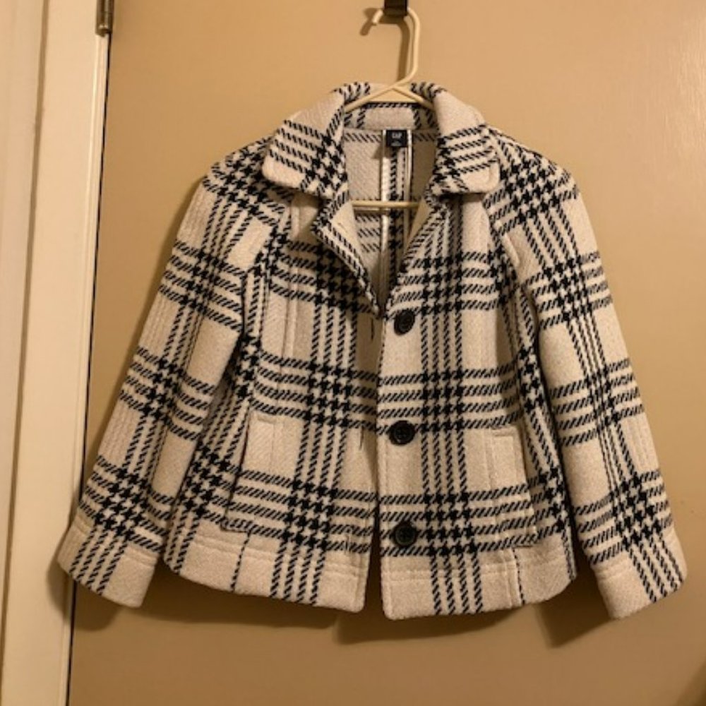 Checkered Cropped Wool Jacket - image 1